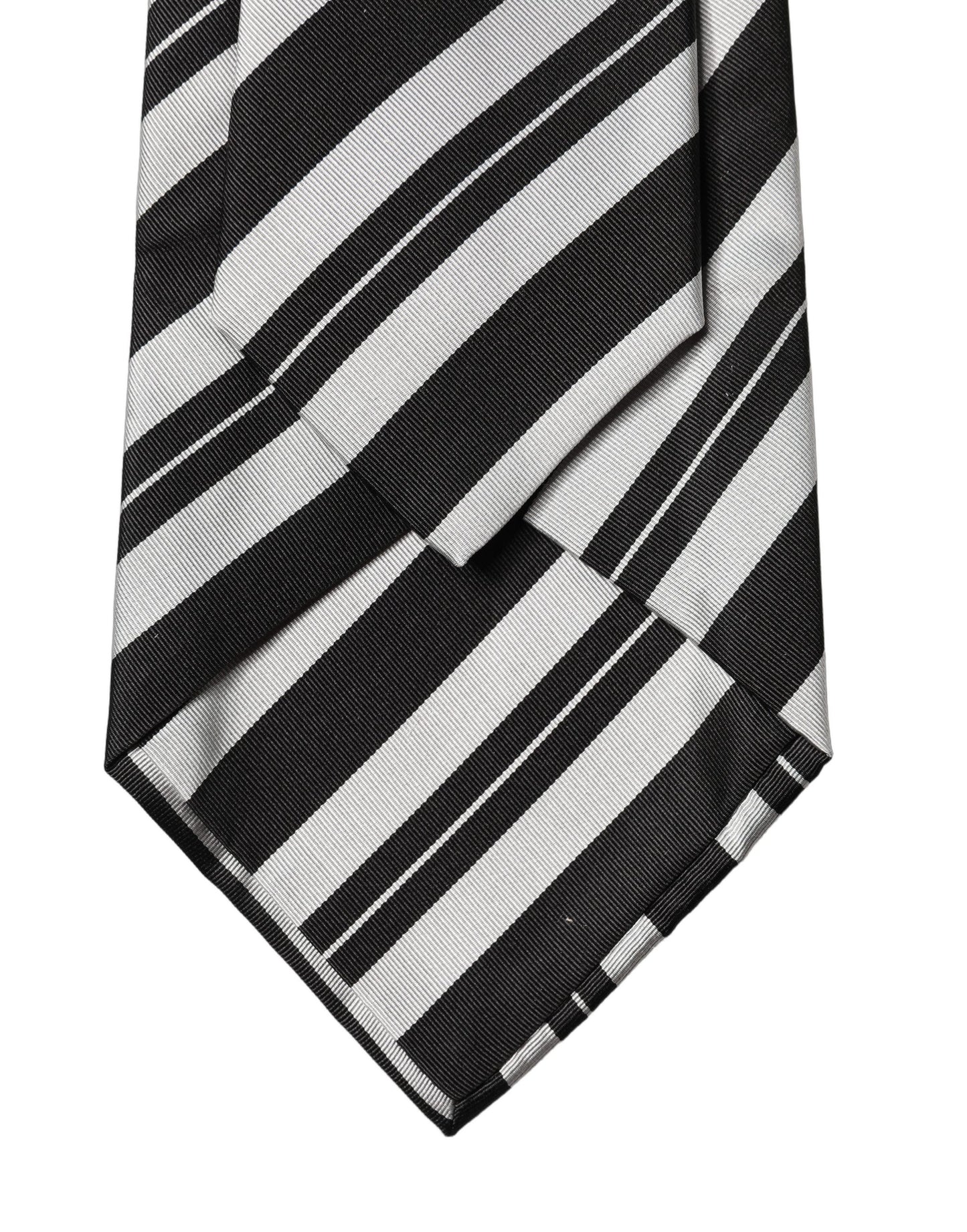 Black White Stripes Silk Adjustable Women Necktie Tie