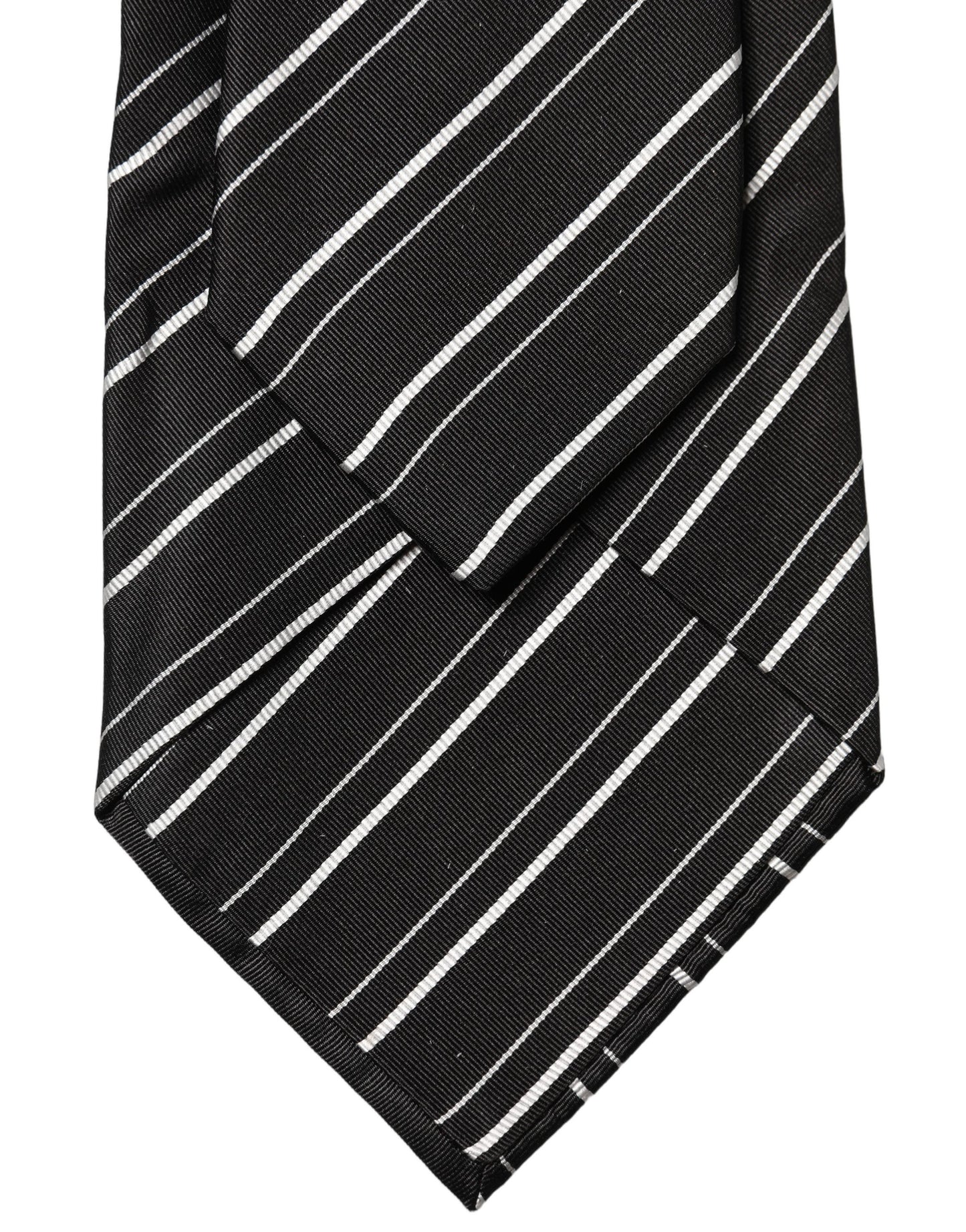 Black White Stripes Silk Adjustable Women Necktie Tie