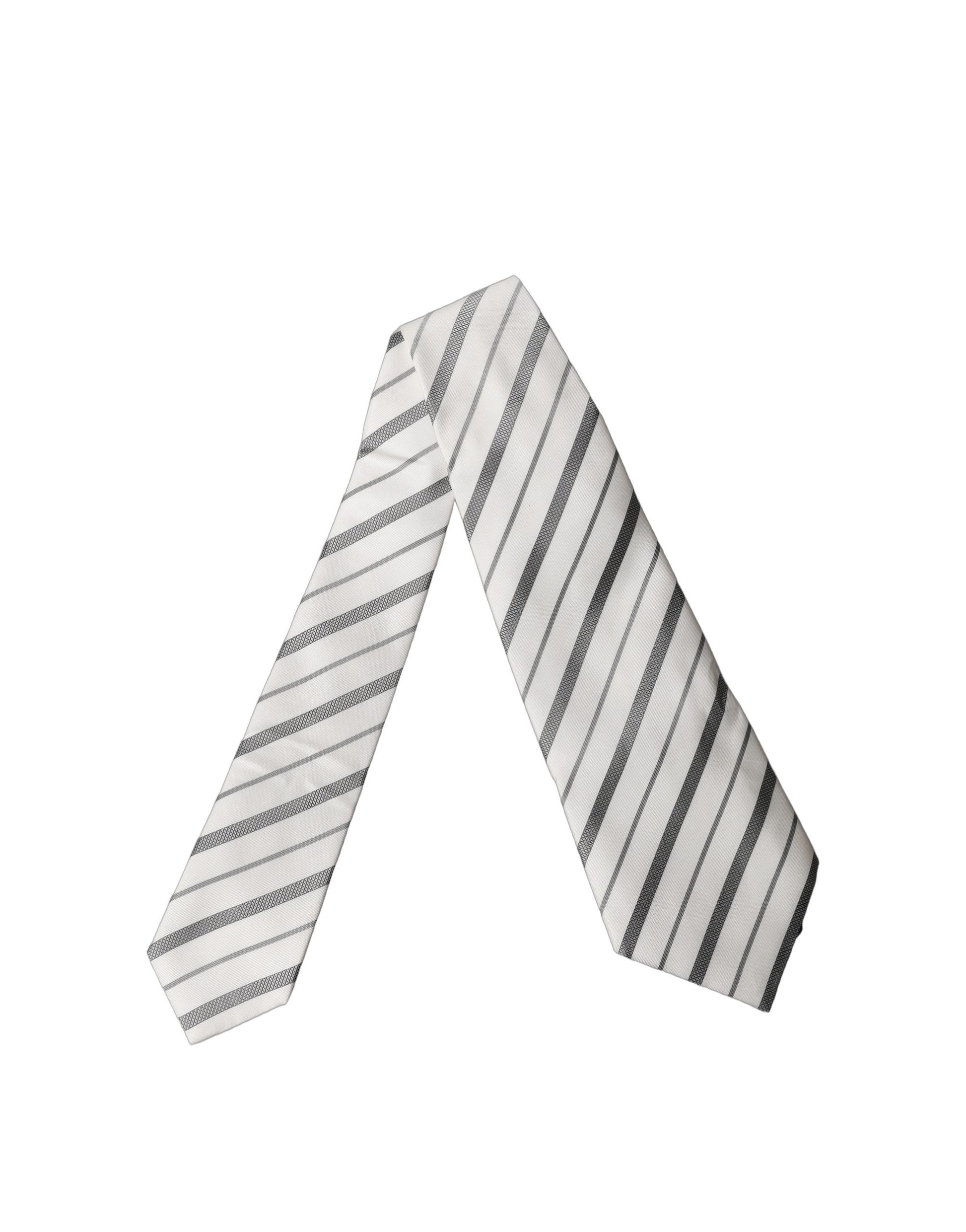 Black White Stripes Silk Adjustable Women Necktie Tie