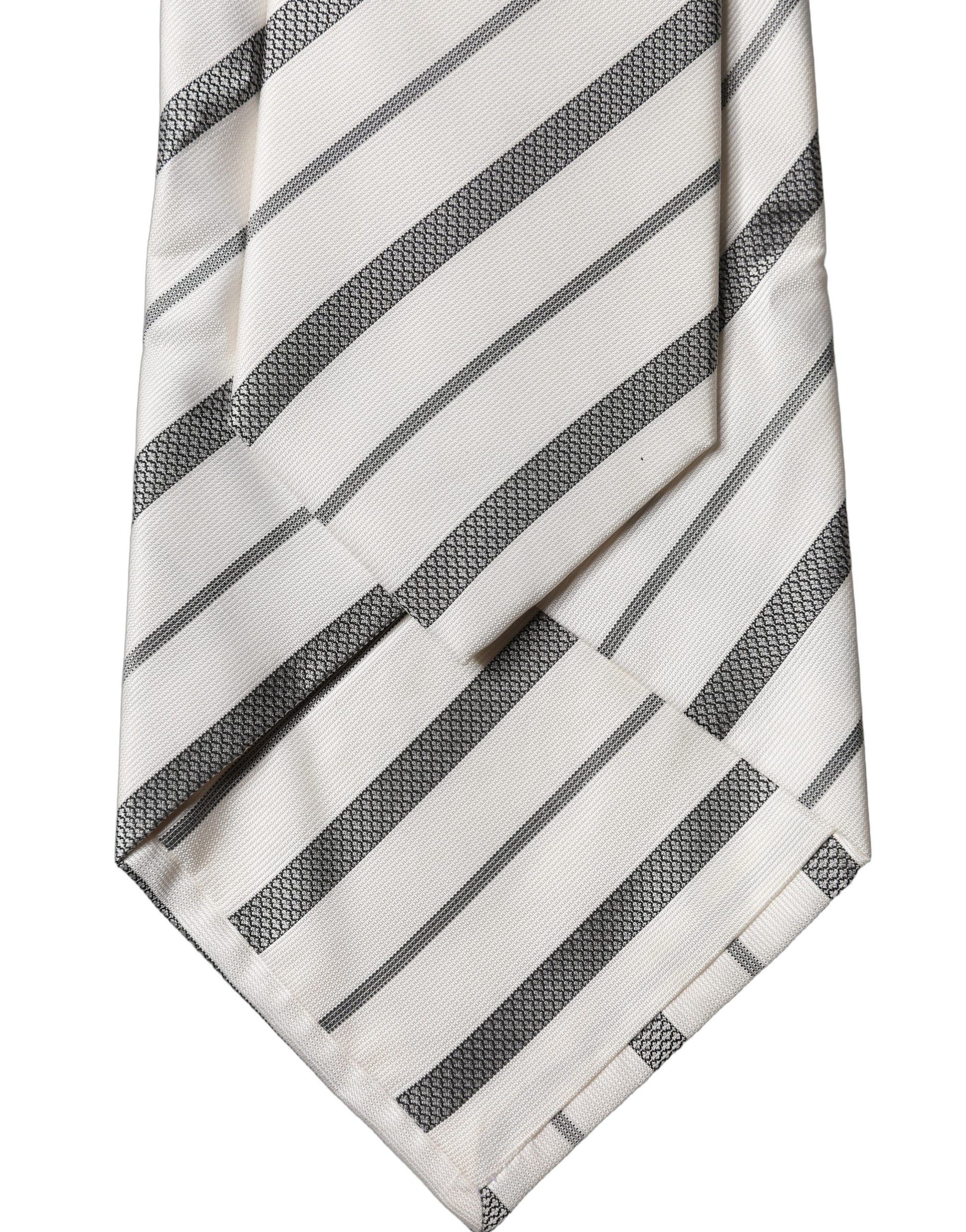 Black White Stripes Silk Adjustable Women Necktie Tie