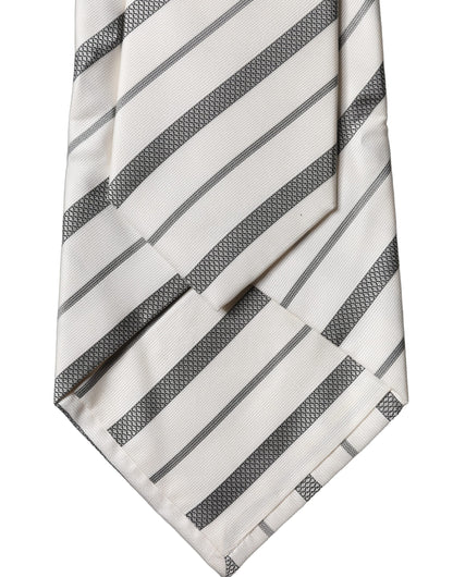 Black White Stripes Silk Adjustable Women Necktie Tie