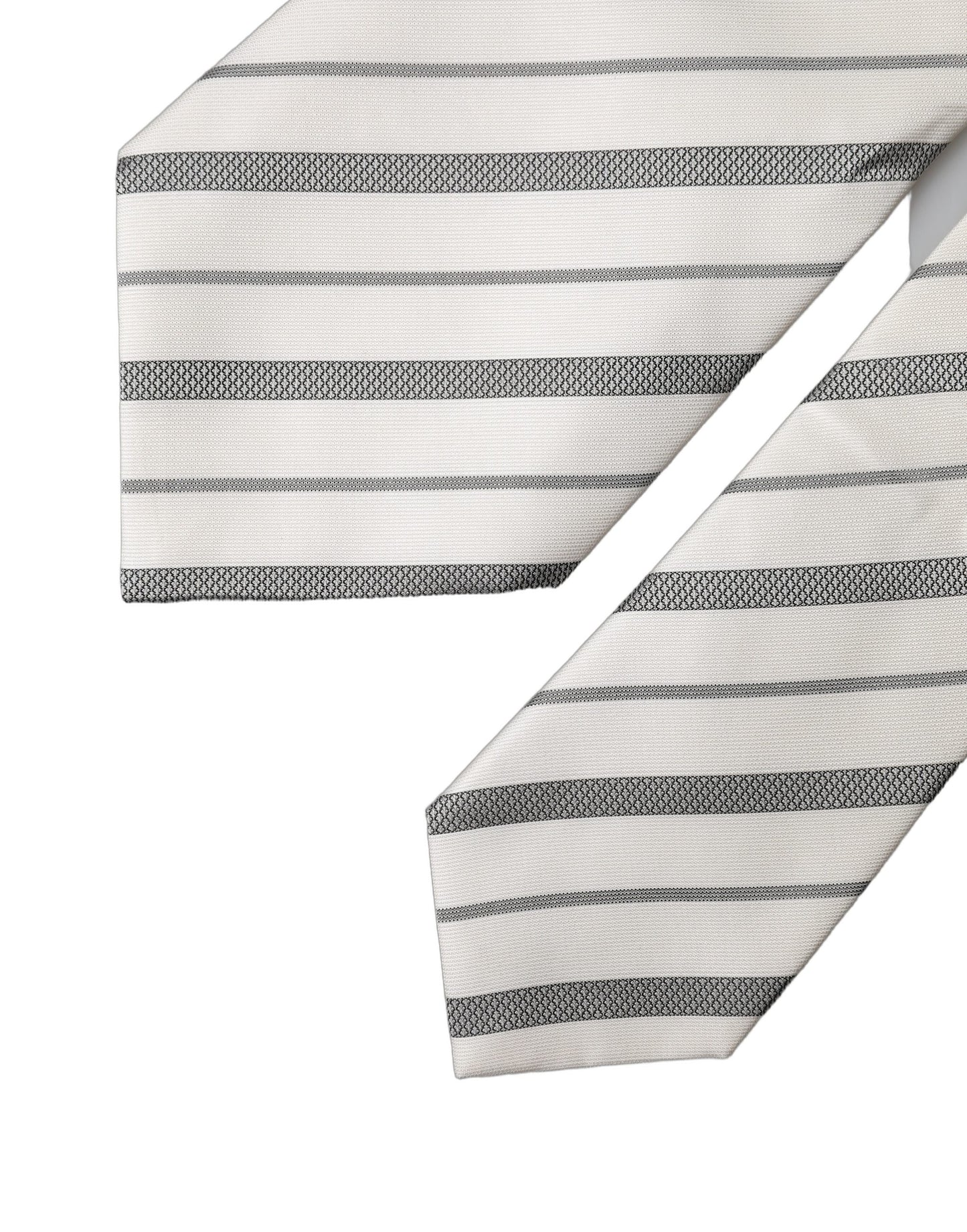 Black White Stripes Silk Adjustable Women Necktie Tie