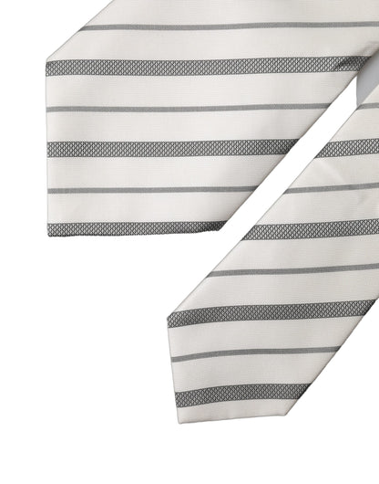 Black White Stripes Silk Adjustable Women Necktie Tie