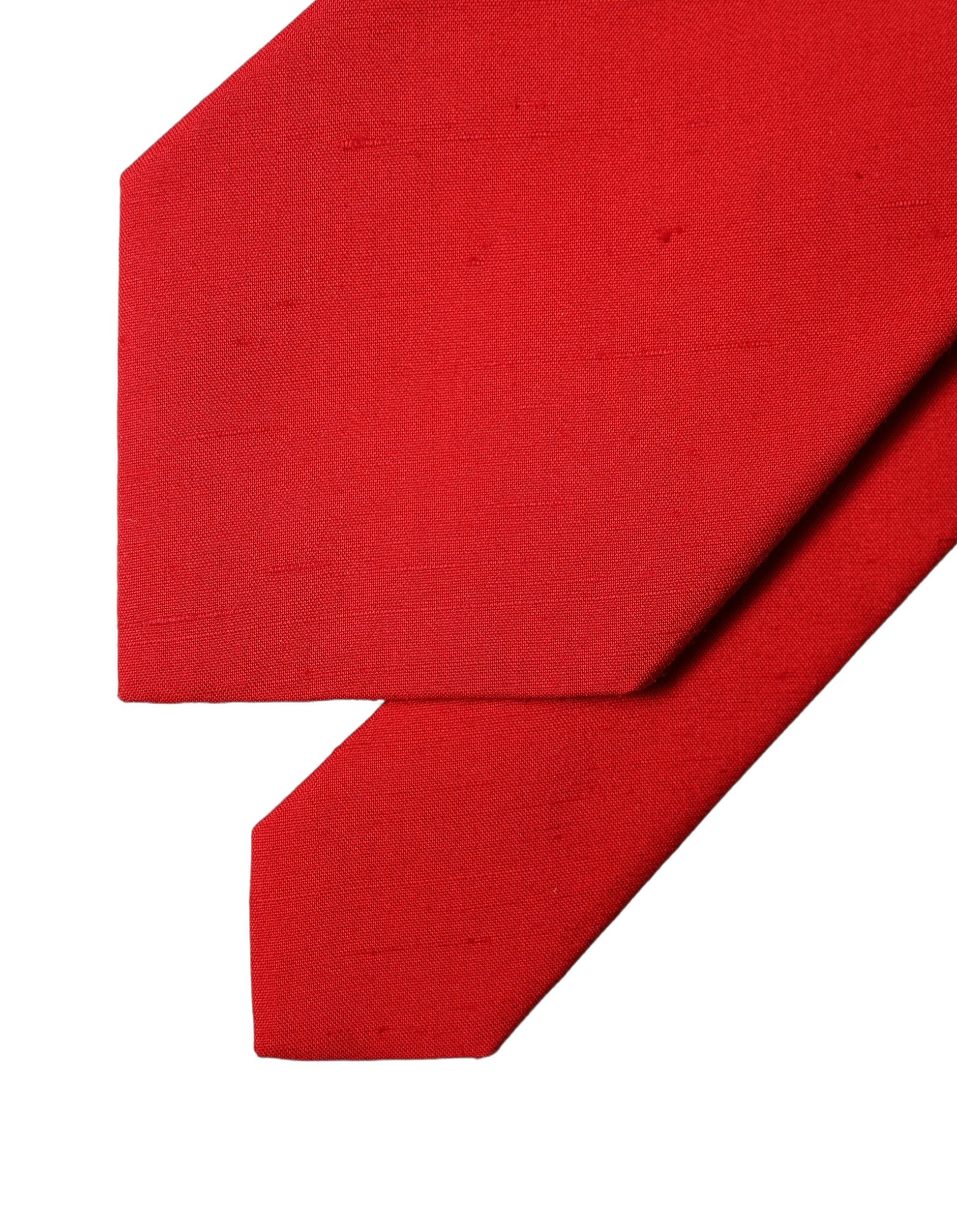 Red Solid Silk Cotton Adjustable Women Necktie Tie