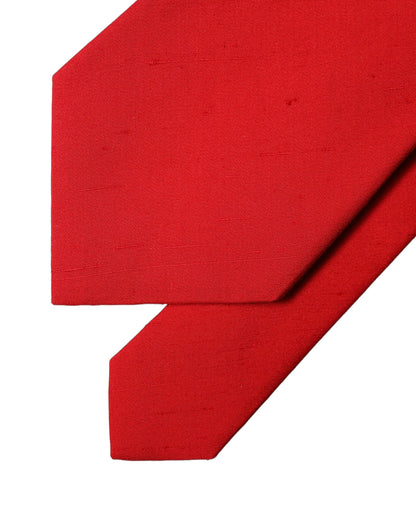 Red Solid Silk Cotton Adjustable Women Necktie Tie
