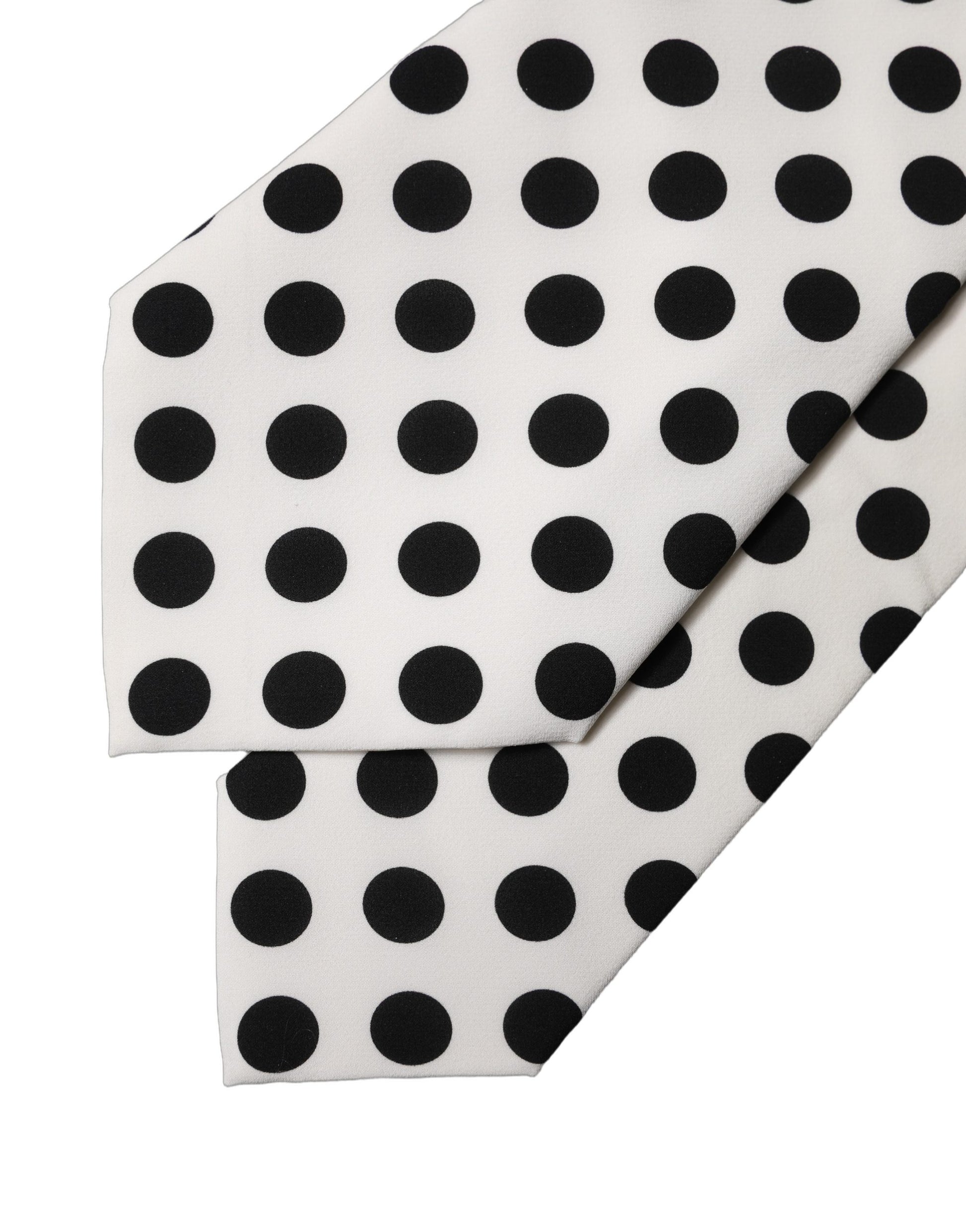 White Black Polka Dot Silk Adjustable Women Necktie Tie