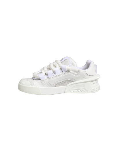 White Calfskin Leather Low Top Sneakers Shoes
