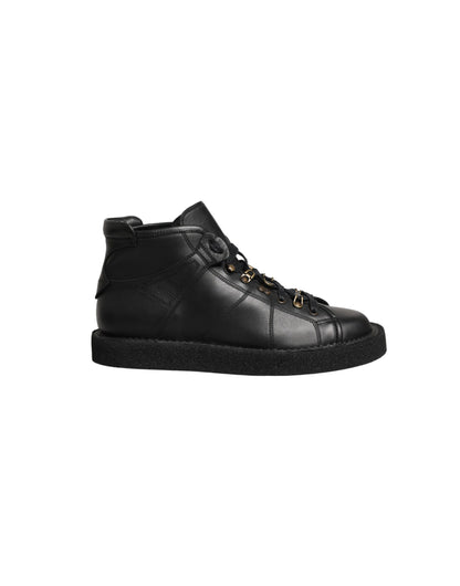 Black Leather Lace Up Men Ankle Boots Shoes