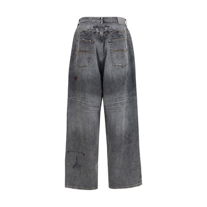 Gray Cotton Relaxed Fit Jeans