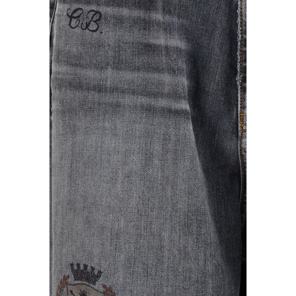 Gray Cotton Relaxed Fit Jeans