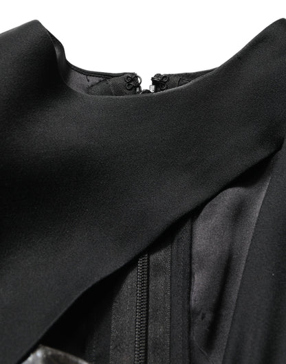 Black Silver OneShoulder Cocktail Gown Dress