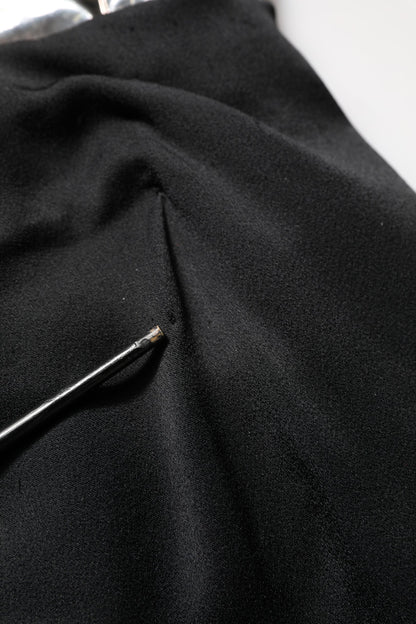 Black Silver OneShoulder Cocktail Gown Dress
