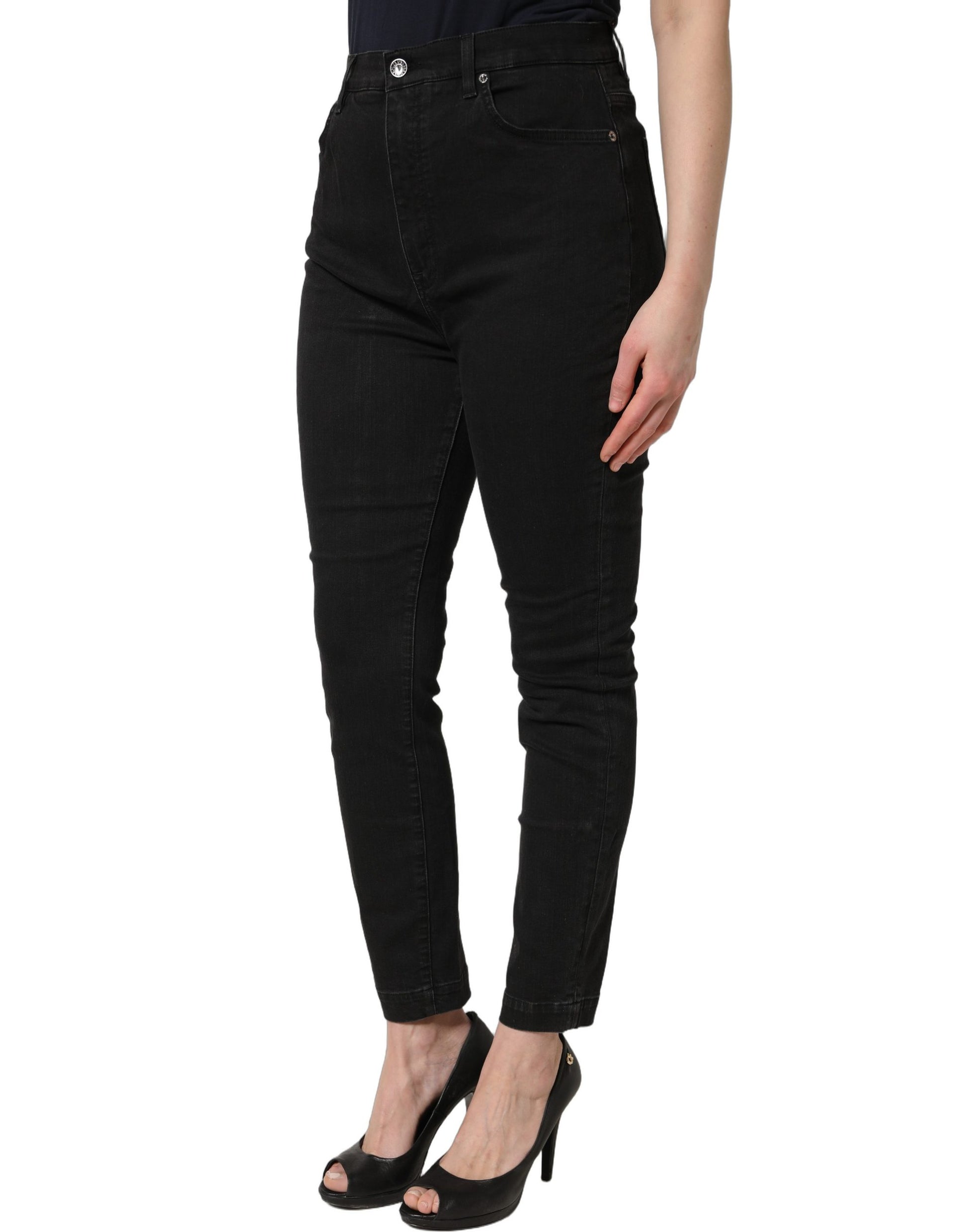 Black Skinny Cotton High Waist Denim Jeans