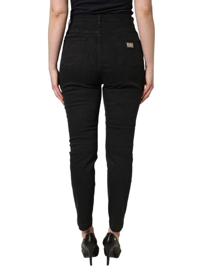 Black Skinny Cotton High Waist Denim Jeans