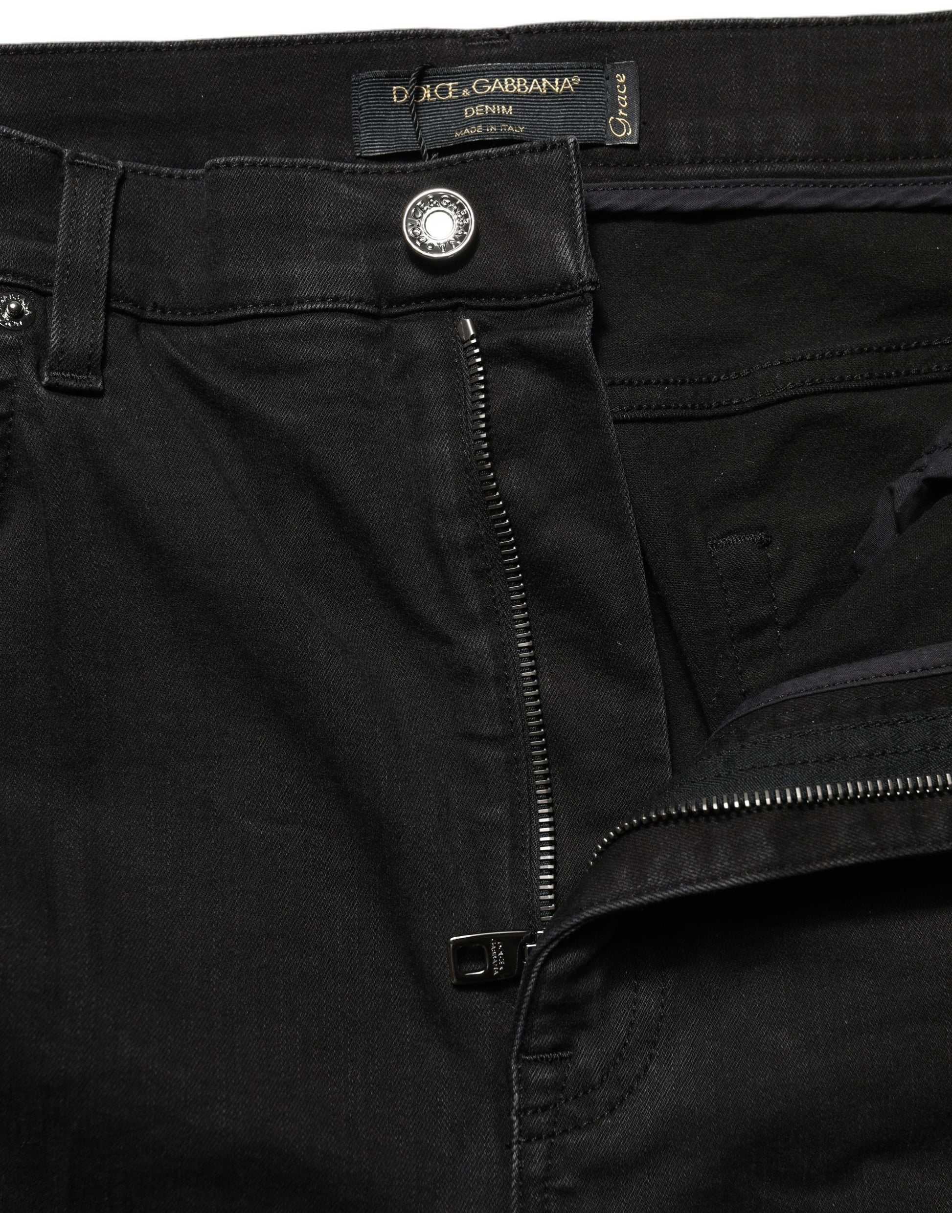 Black Skinny Cotton High Waist Denim Jeans
