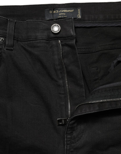 Black Skinny Cotton High Waist Denim Jeans