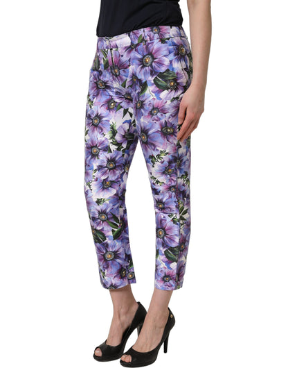 Multicolor Floral Print CroppedTrouser Pants