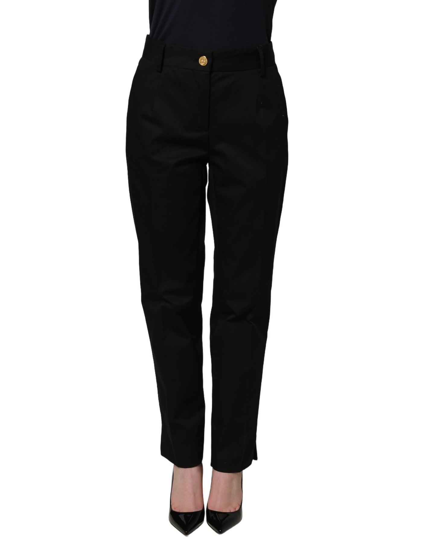 Black Tapered Leg Dress Cotton Trousers Pants