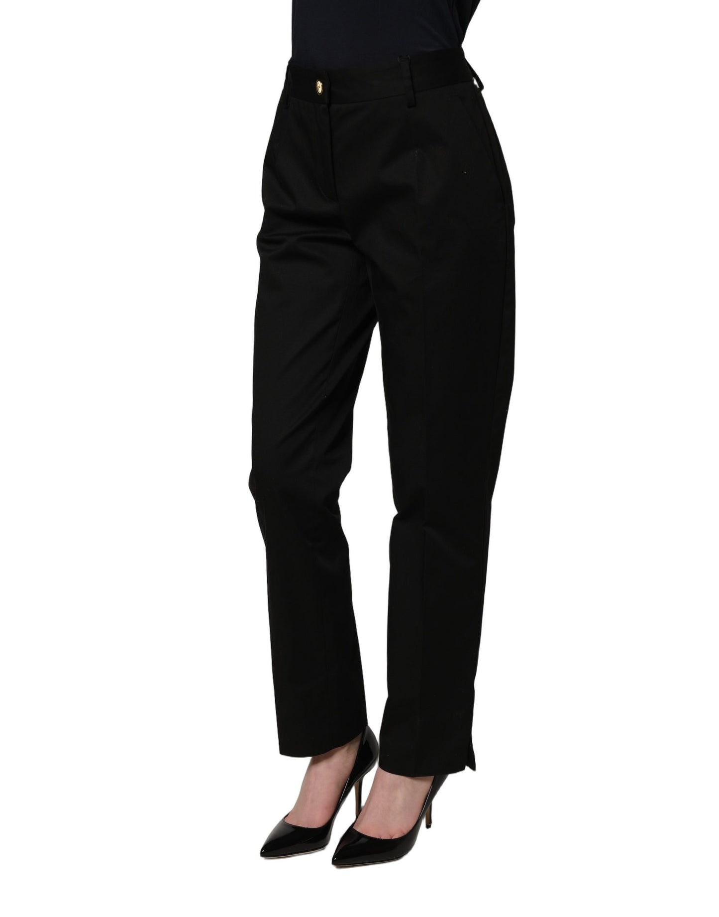 Black Tapered Leg Dress Cotton Trousers Pants