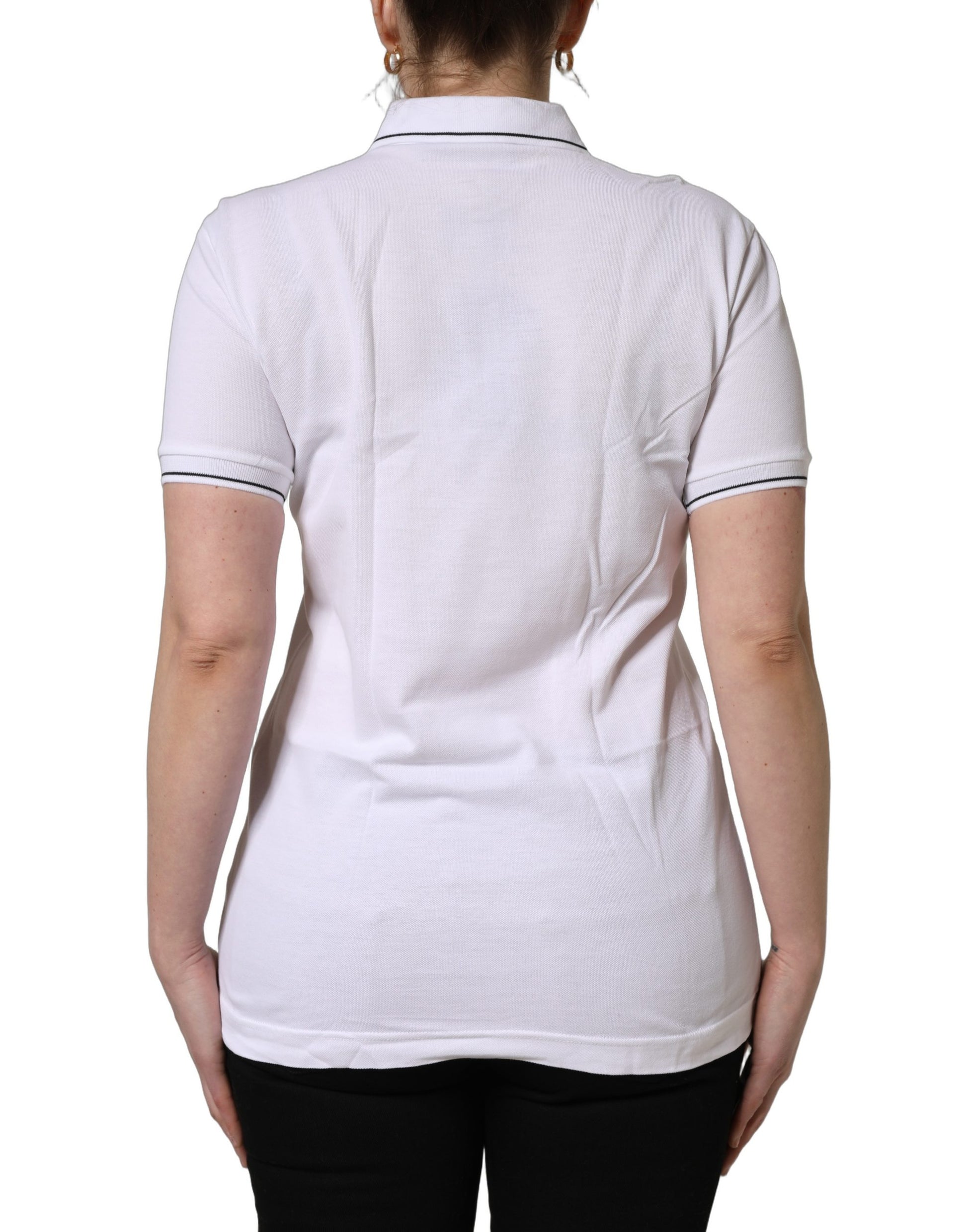 White Crown Cotton Short Sleeves Polo Top