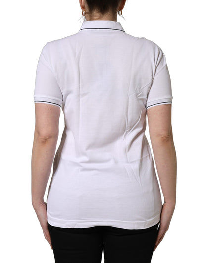 White Crown Cotton Short Sleeves Polo Top