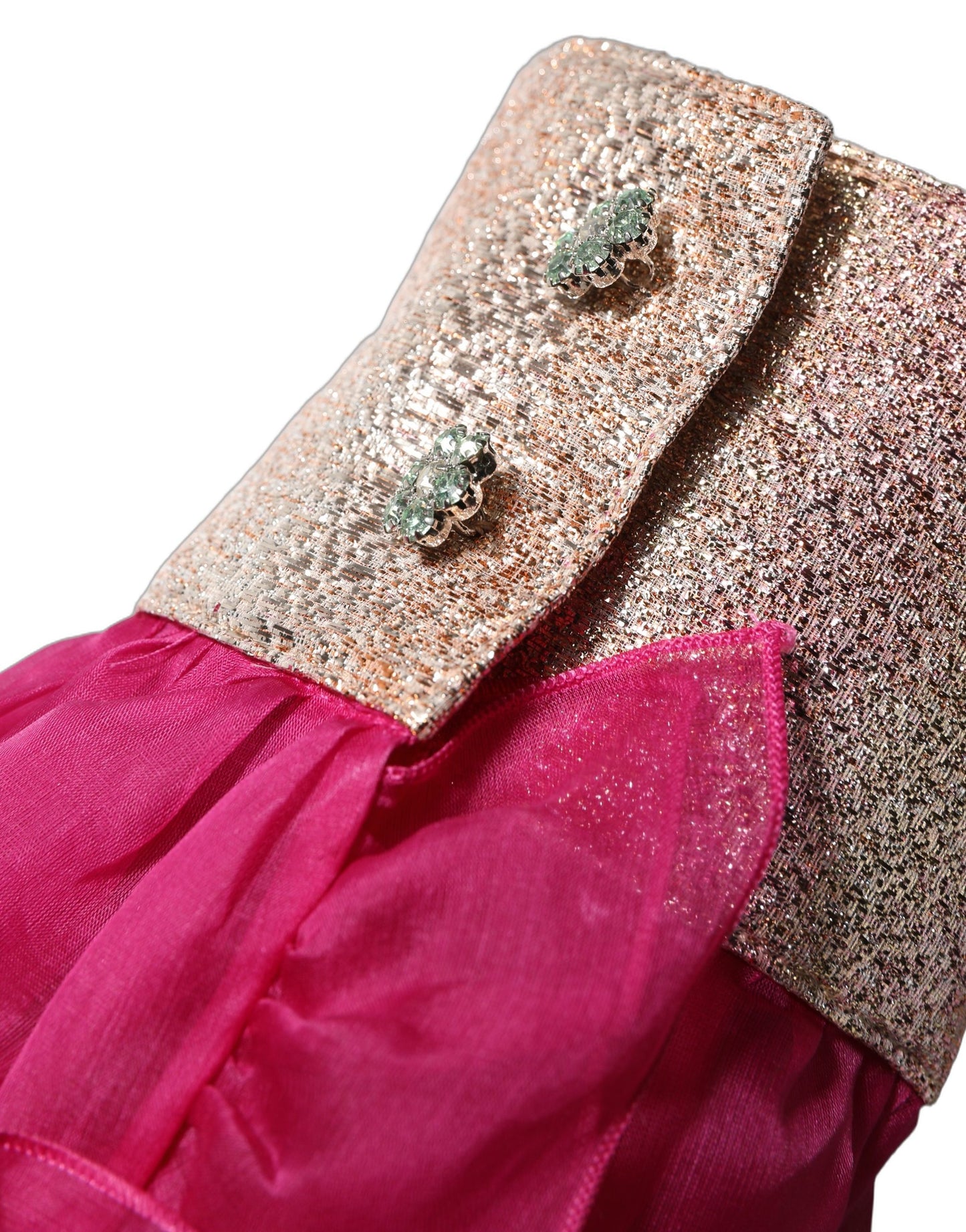 Fuchsia Sheer Chiffon Buttoned Blouse Top
