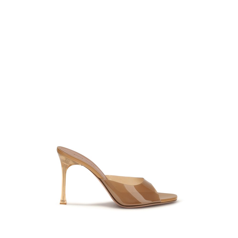 Beige Pvc Stiletto Heel Sandals