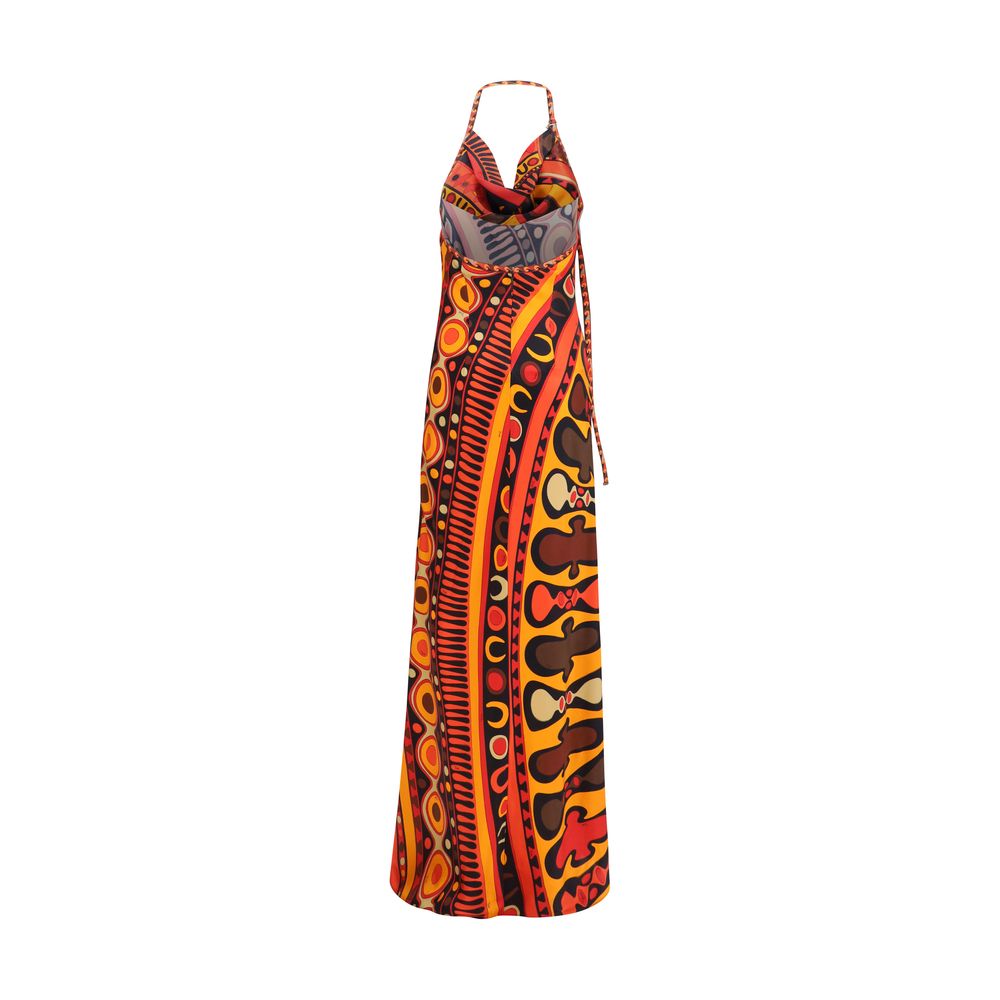 Multicolor Silk Long Dress