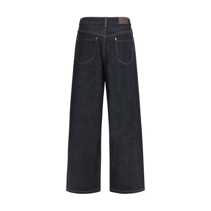 Blue Cotton Straight-Leg Jeans