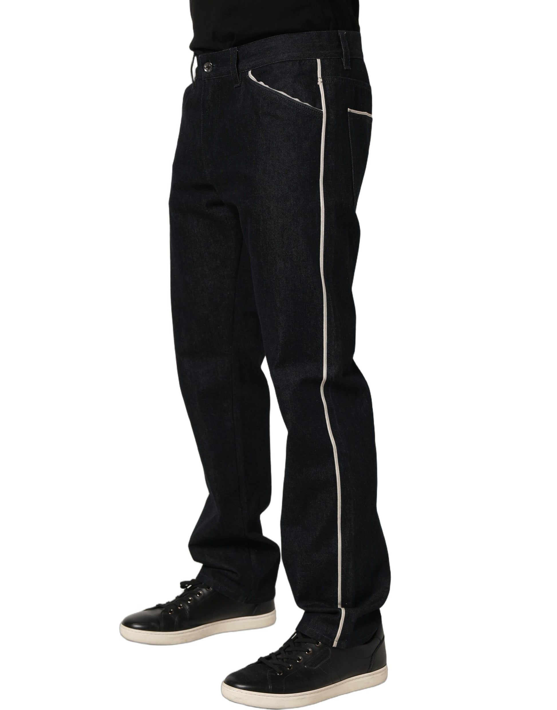 Black Cotton Mid Waist Classic Men Denim Jeans