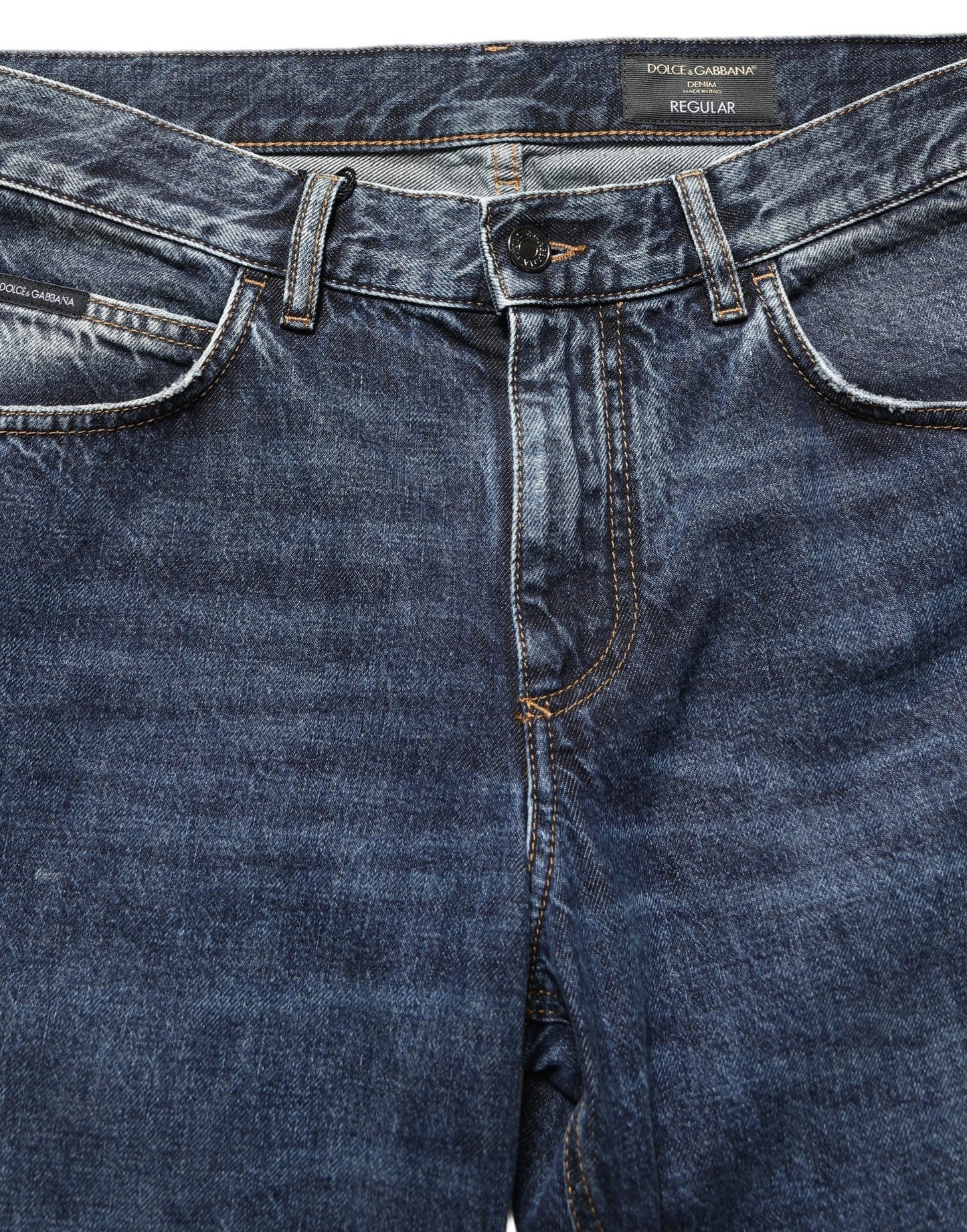 Dark Blue Washed Mid Waist Straight Men Denim Jeans
