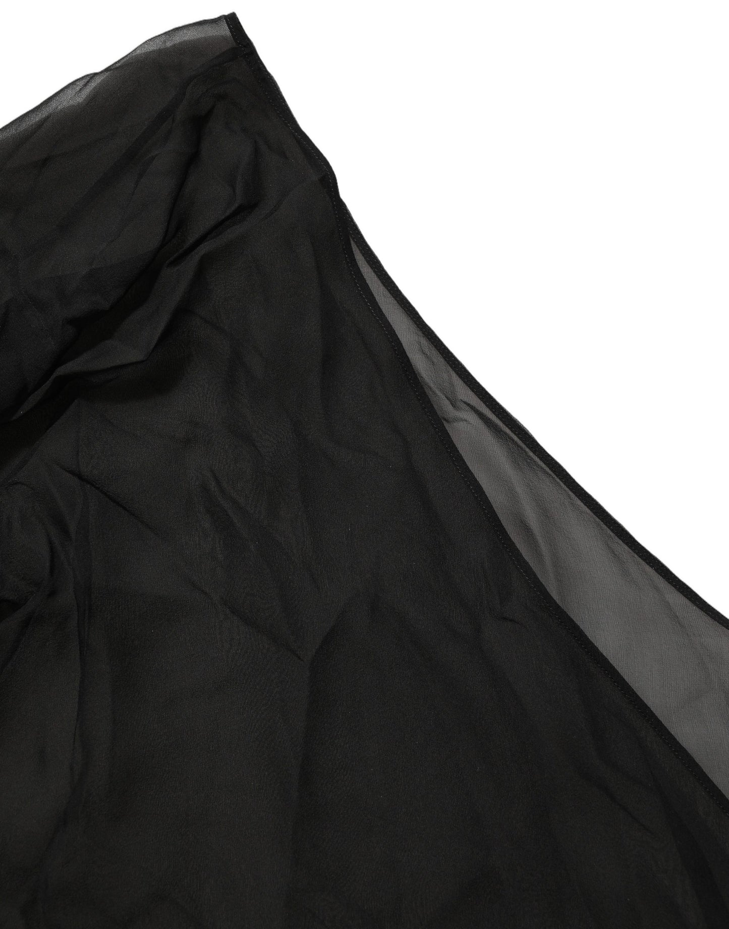 Black Wrap Sheer Chiffon One Shoulder Top
