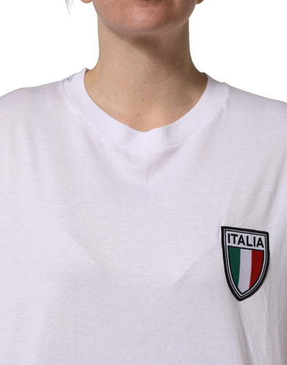 White Italia Flag Patch Round Neck T-shirt