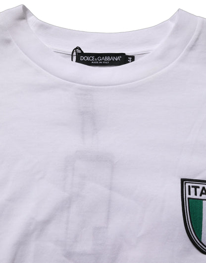 White Italia Flag Patch Round Neck T-shirt