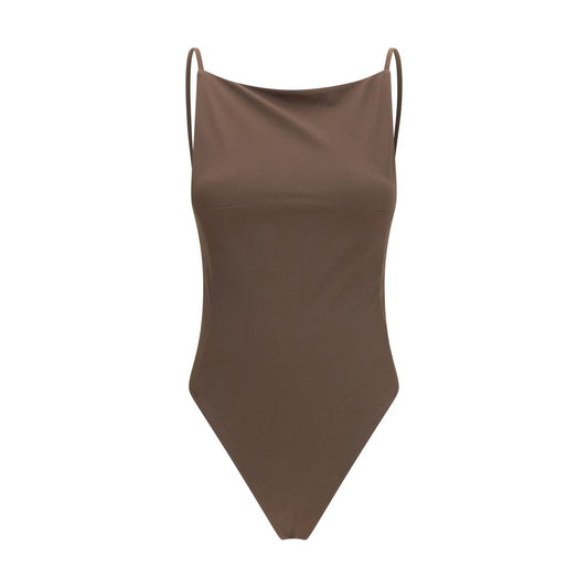 Brown Polyamide One-Piece Swimsuit