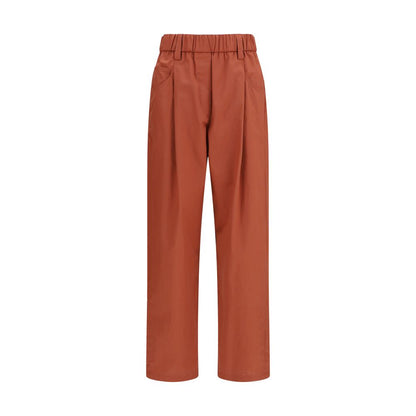 Orange Cotton Casual Pants