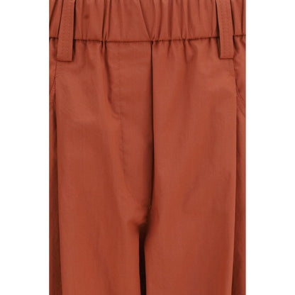 Orange Cotton Casual Pants