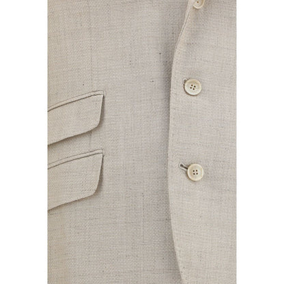 Beige Silk Two-Piece Suit