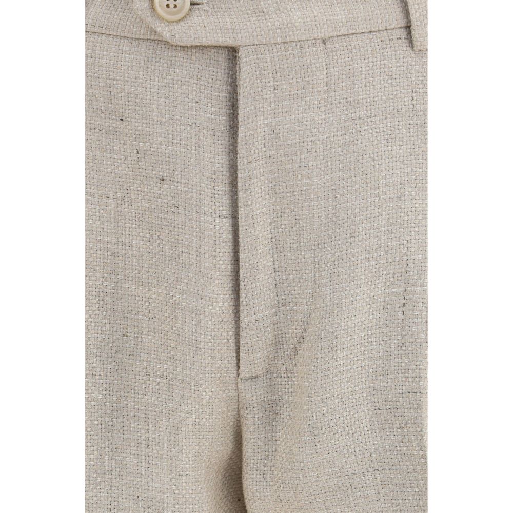 Beige Silk Two-Piece Suit