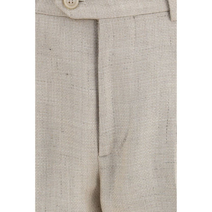 Beige Silk Two-Piece Suit