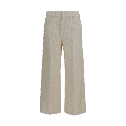 Beige Cotton Cropped Pants