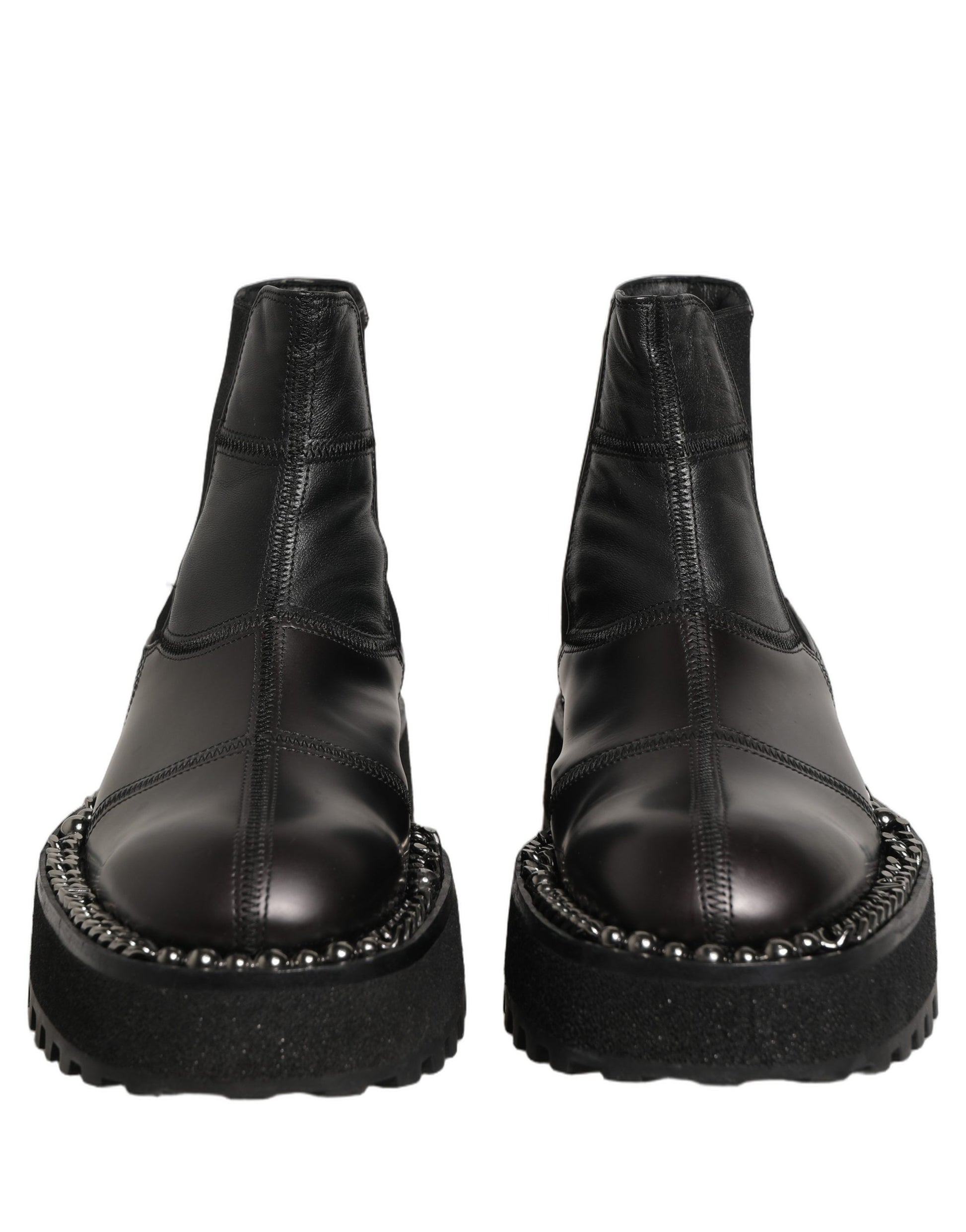 Black Leather Slip On Chelsea Boots Shoes