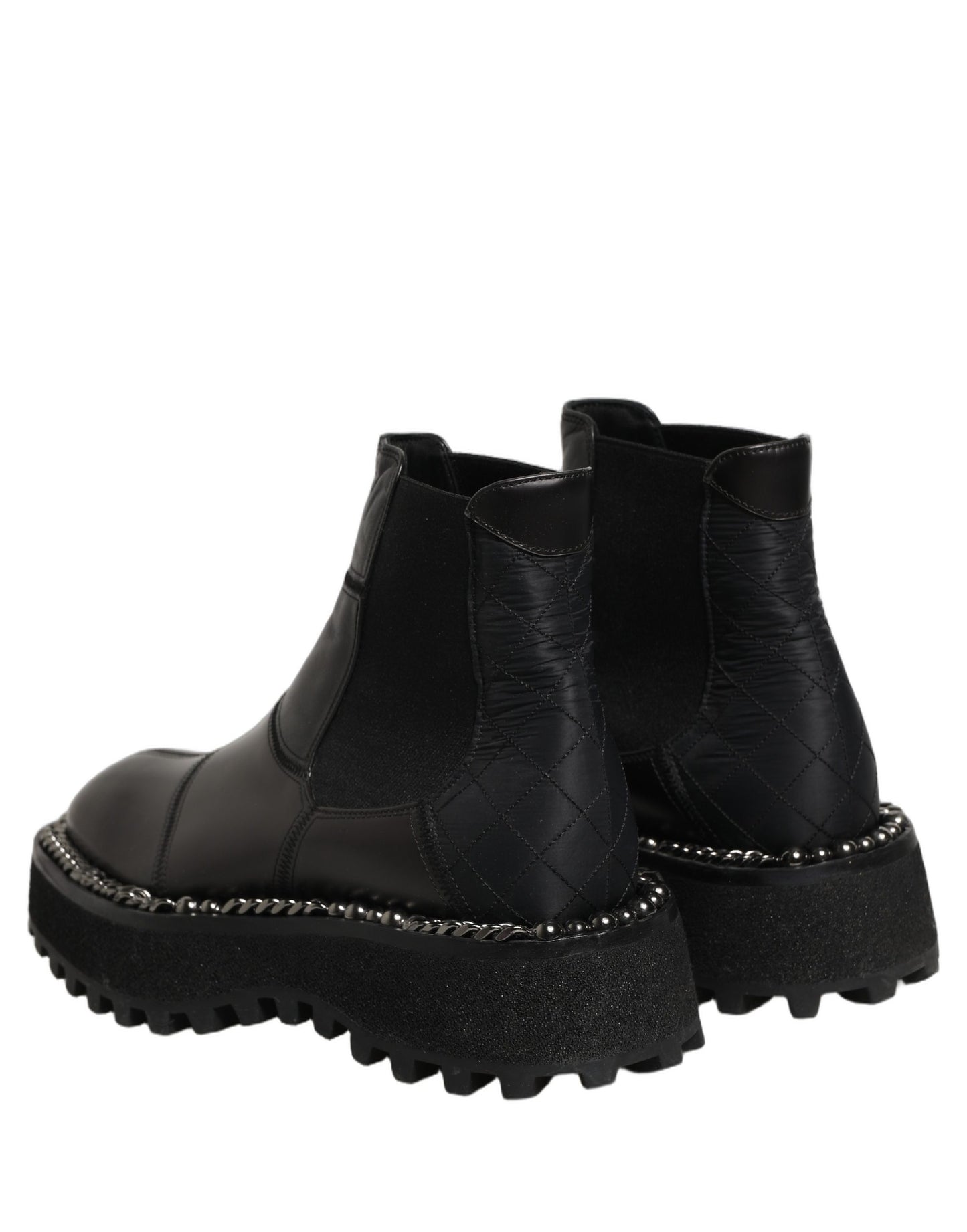 Black Leather Slip On Chelsea Boots Shoes