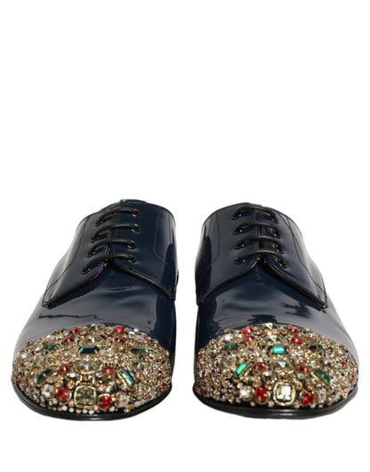 Blue Embellished Men Derby Dress Formal Shoes