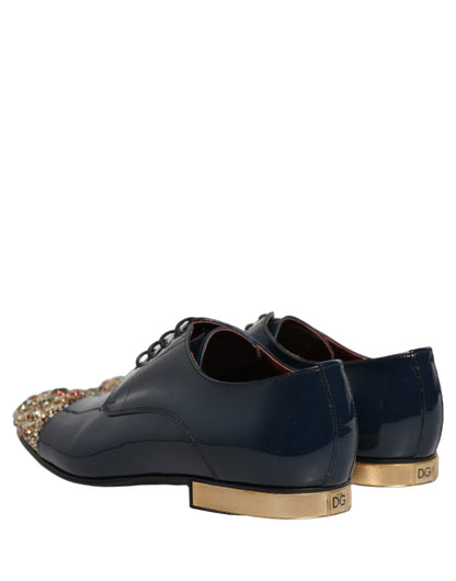 Blue Embellished Men Derby Dress Formal Shoes