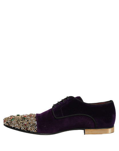 Violet Suede Embellished Derby Dress Shoes