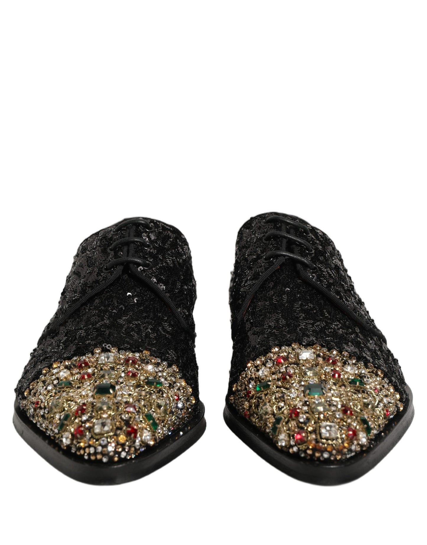 Black Sequin Embellished Men Derby Dress Shoes
