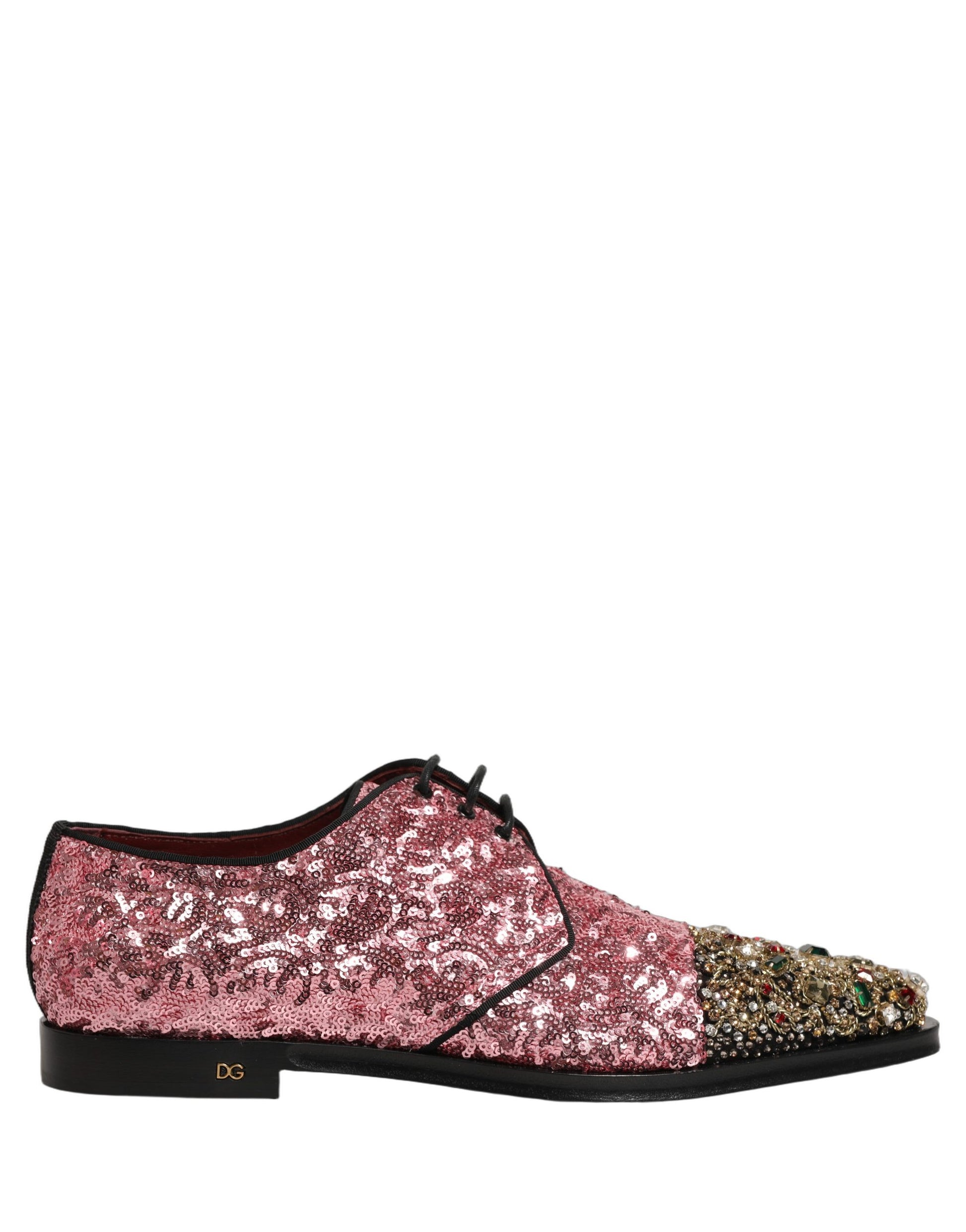 Pink Sequin Embellished Men Derby Dress Shoes