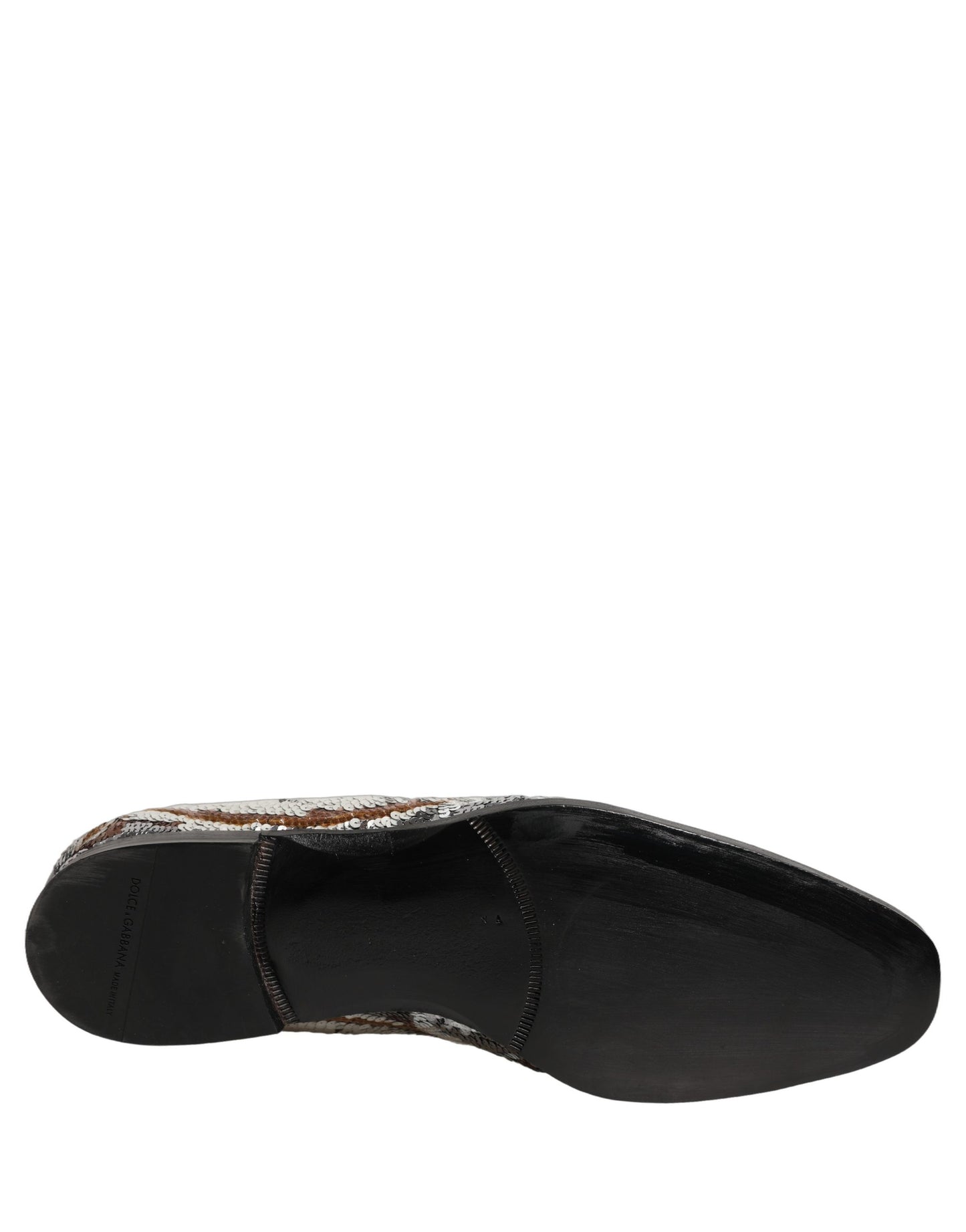 White Gold Sequined Slip On Loafers Shoes