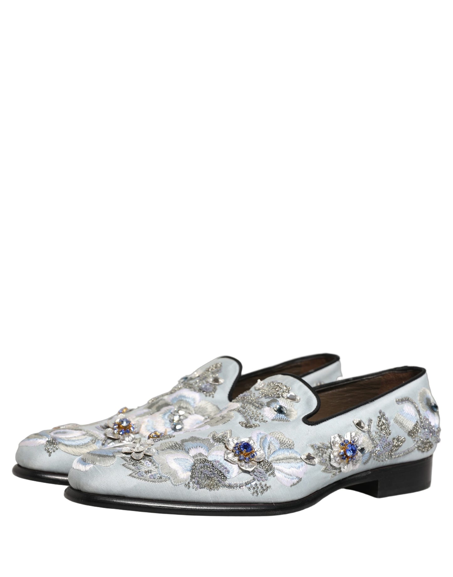 White Floral Embellished Men Loafers  Shoes